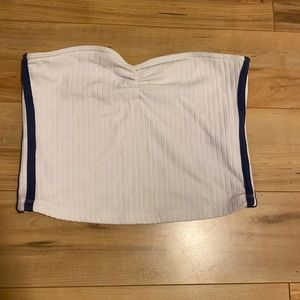 Abercrombie & Fitch White Tube Top w Blue stripe on sides